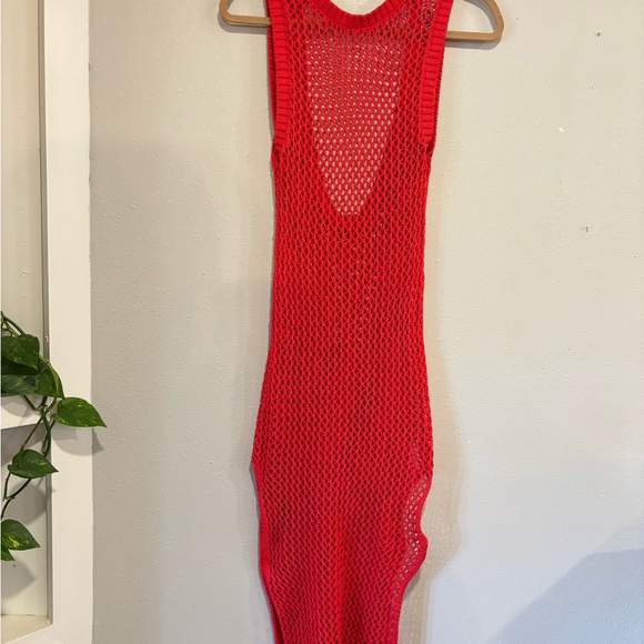 Beach Riot Holly Crochet Mesh Cover Up Dress Red Resort Vacation Swim S/M - Picture 2 of 7